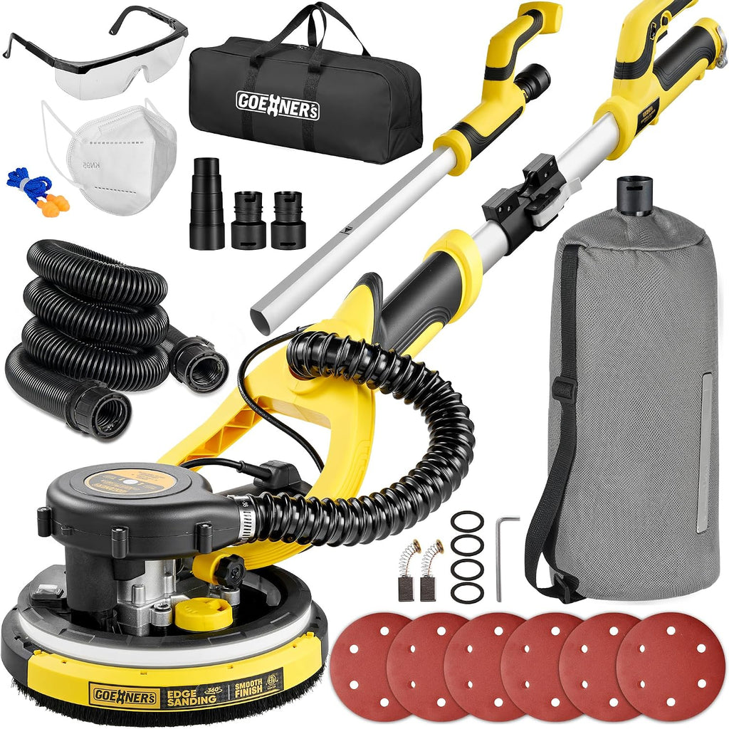 Drywall Sander with Vacuum Dust Collection, 99% Dust-Free Electric Pole Sander for Drywall, 6A 780W 7 Variable Speed