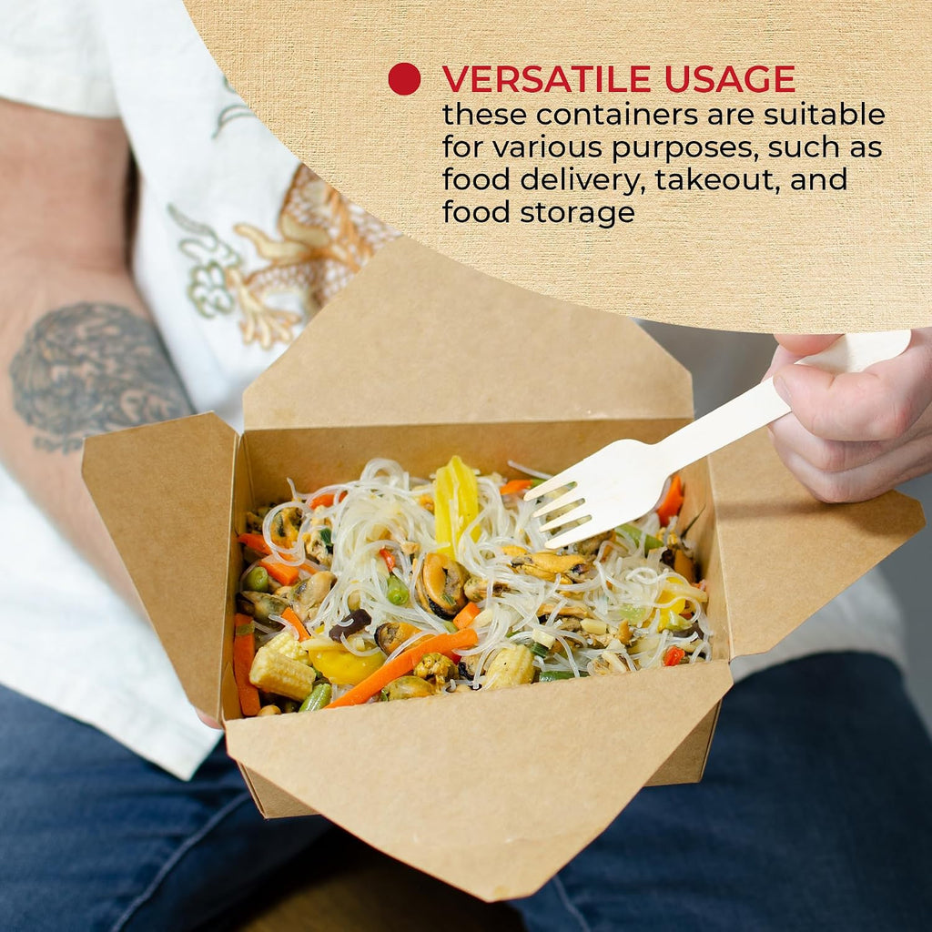 Takeout Storage Containers, Kraft Brown, 60 Pack, 45oz