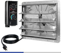 iLIVING 20" Wall Mounted Shutter Exhaust Fan, Automatic Shutter, with Thermostat and Variable Speed controller, 2.2A, 3368 CFM, 5000 SQF Coverage Area Silver (ILG8SF20V-ST)
