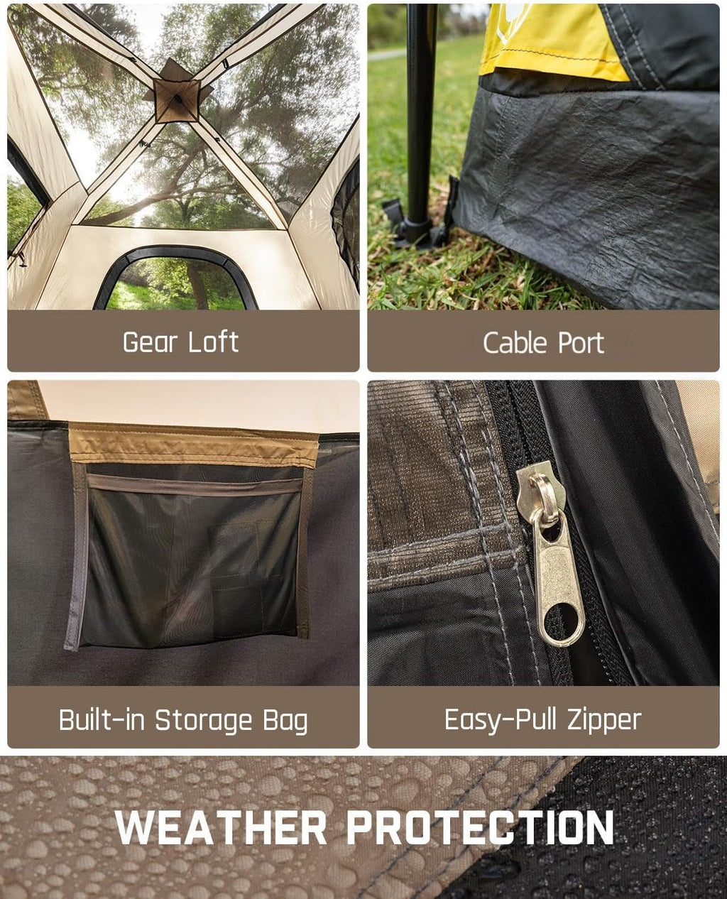 4/6/8/10 Person Instant Tent for Camping Setup in 60s | Camping Tent with Rainfly & Windproof, Portable Instant Cabin
