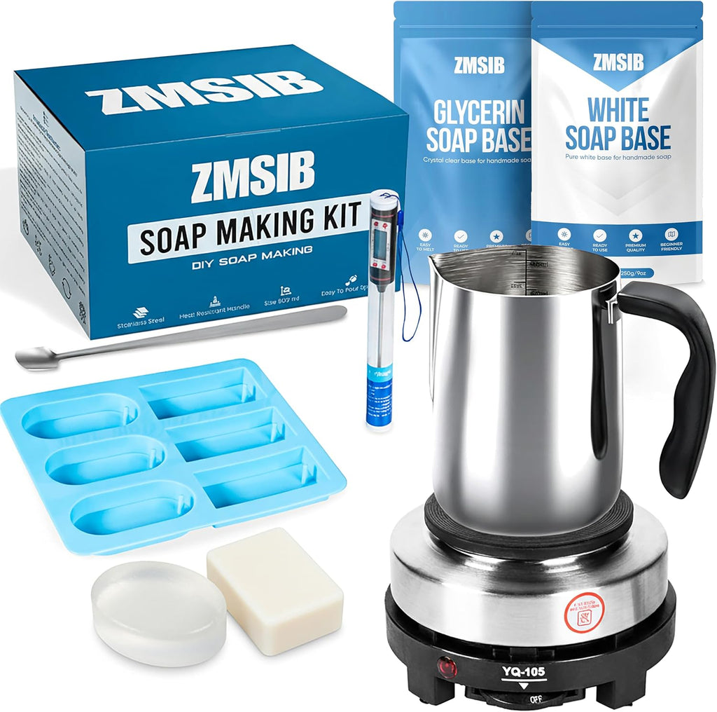 Soap Making Kit for Adults - Soap Melting Pot, Electric Stove, Molds | 900ml Stainless Steel Melting Pot, Electric
