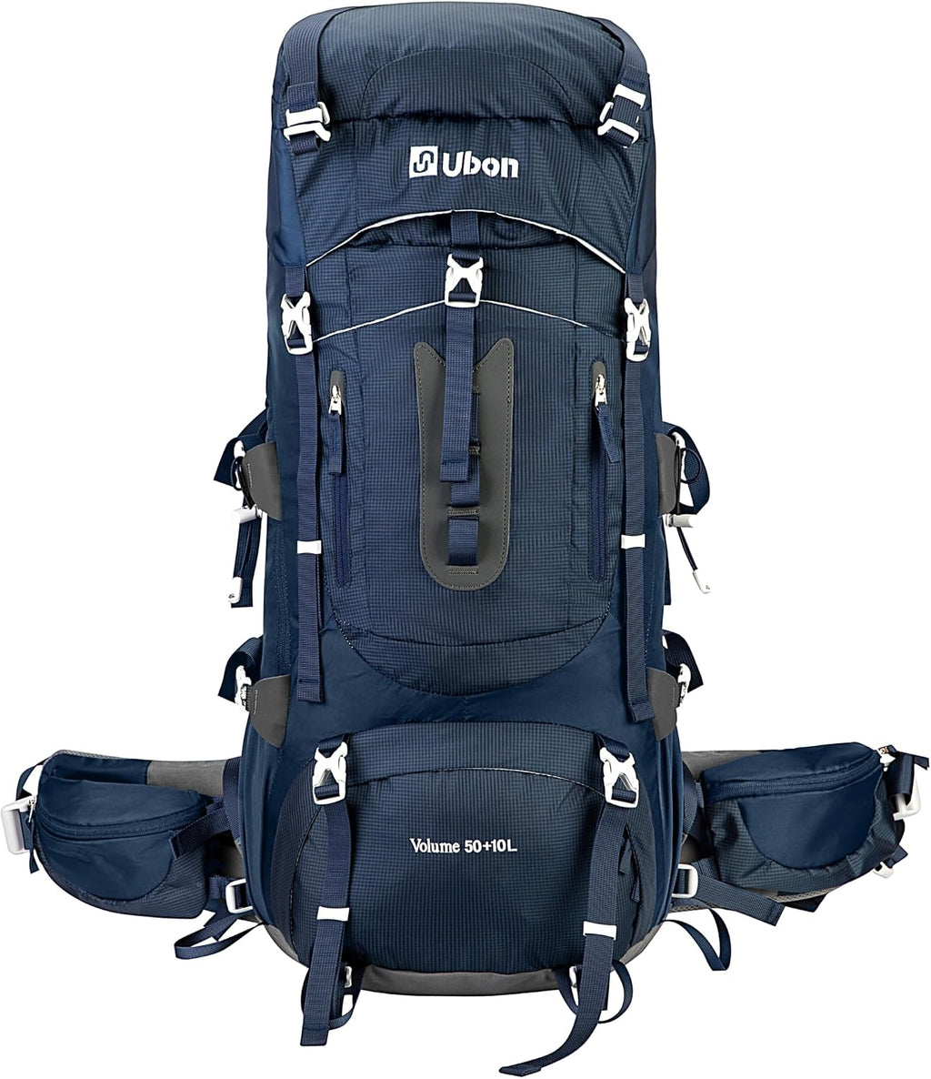 60L Internal Frame Hiking Backpack, Rain Cover Included | Camping Backpack Made from 600d Nylon, 7-Stage Torso Fit