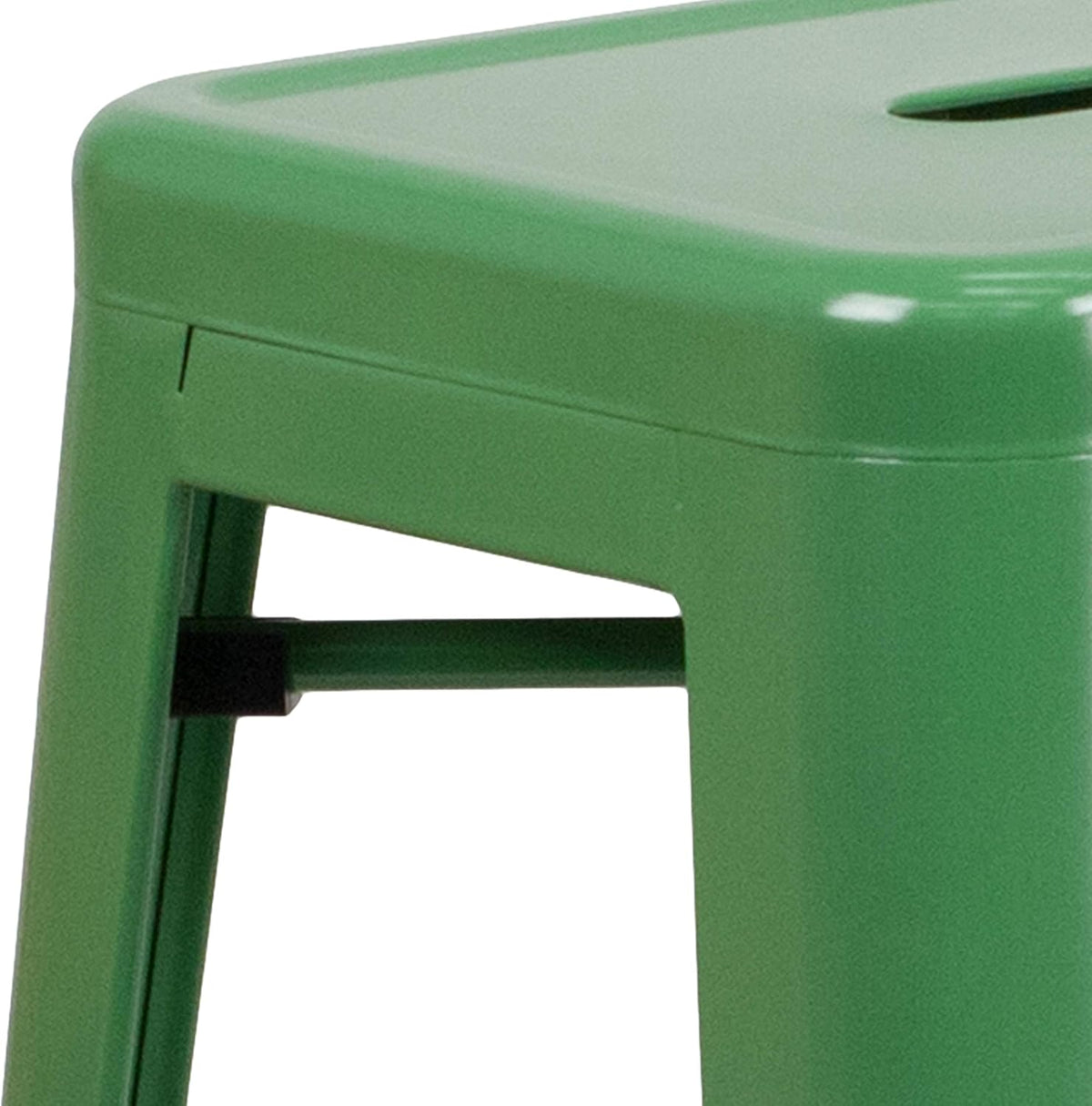 Commercial Grade 30" H Backless Green Metal Indoor-Outdoor Barstool, Square