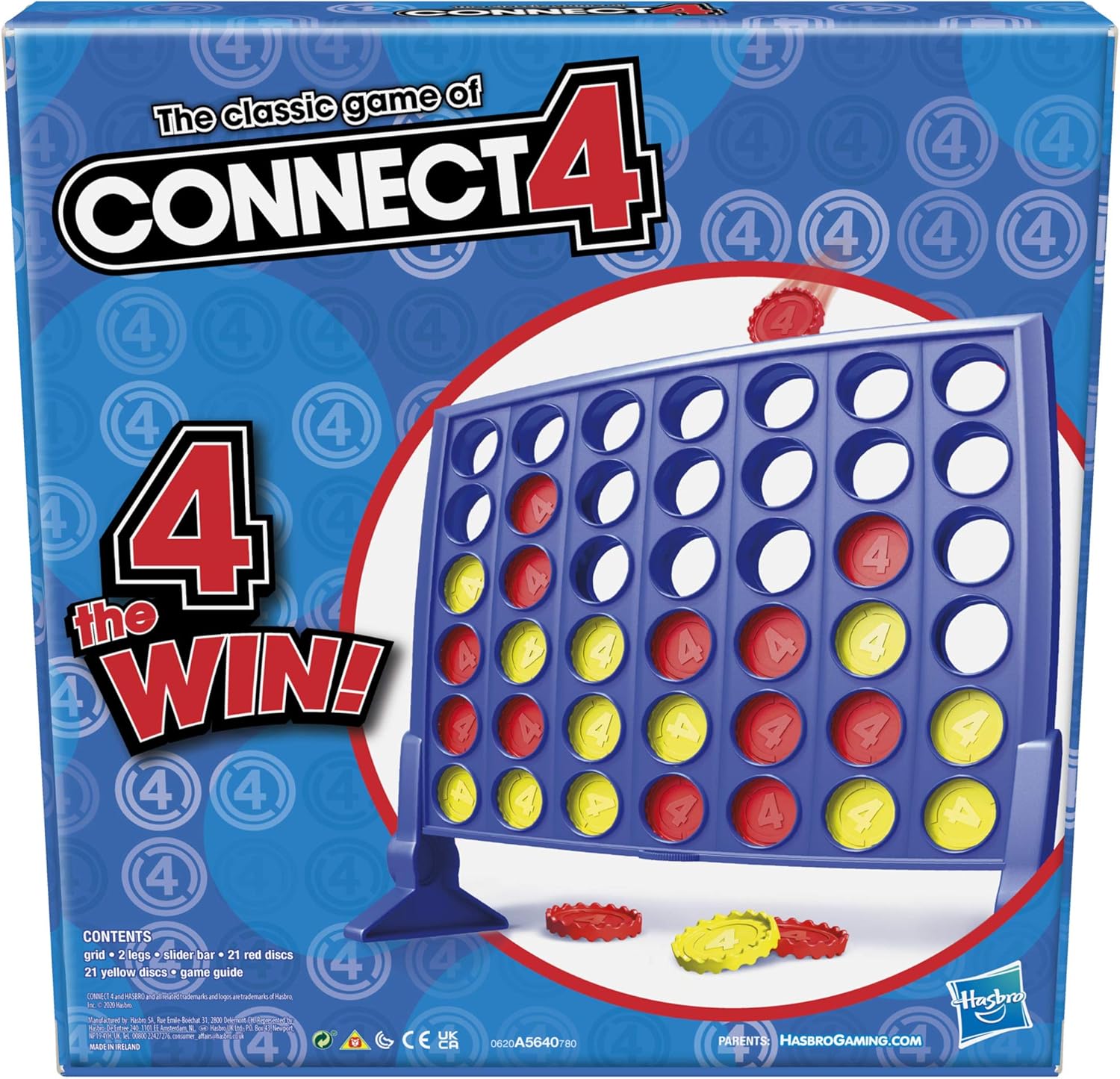 Hasbro Gaming Connect 4 Classic Grid, 4 in a Row Game, Strategy Board Games for Kids, 2 Players for Family and Kids