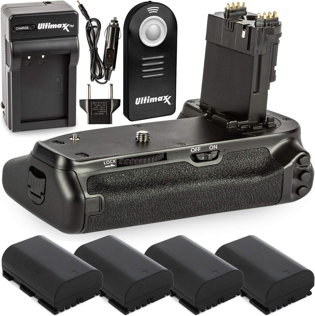 Battery Grip Replacement for BG-E21 for Canon EOS 6D Mark II DSLR Camera with Deluxe Accessory Bundle – Includes: 4X