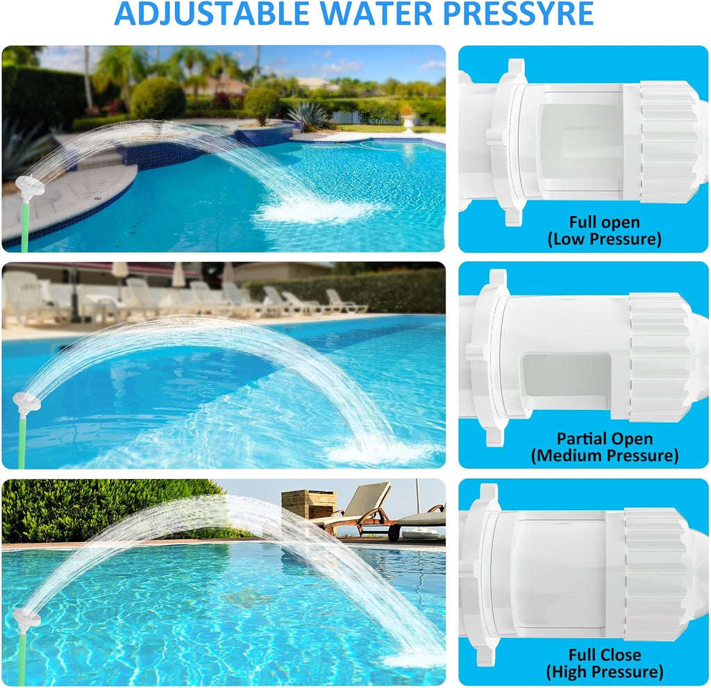 Pool Fountain for Above & Inground Pools – 360° Adjustable Pool Waterfall, Pool Sprinkler Fountain with 4 Spray