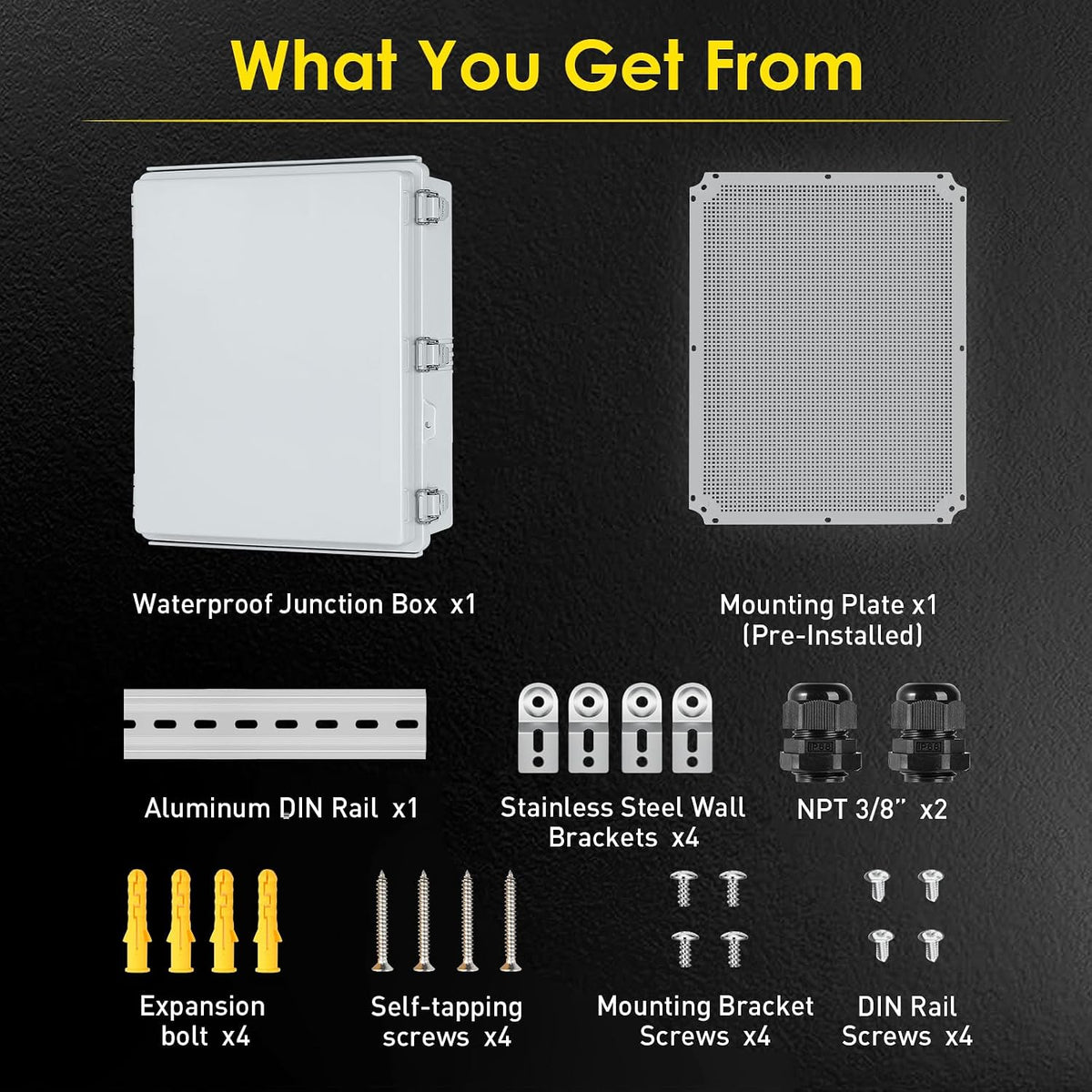 IP67 ABS Outdoor Electrical Junction Box Waterproof with Aluminum DIN Rail