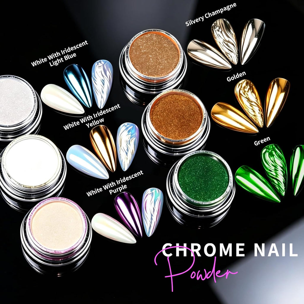 Chrome Nail Powder, Nail Charms, 12Jars Chrome Powder For Nails