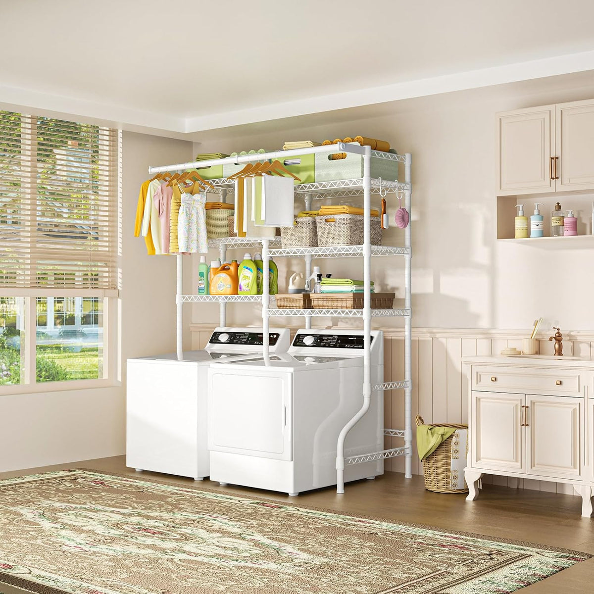 U13 Over Washer and Dryer Storage Shelves, Laundry Room Standing Shelf