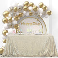 OQSQ Champagne Sequin Tablecloth 50x80 inch, Glitter Drape Table Cloth, Sparkle Sequence Table Overlays for