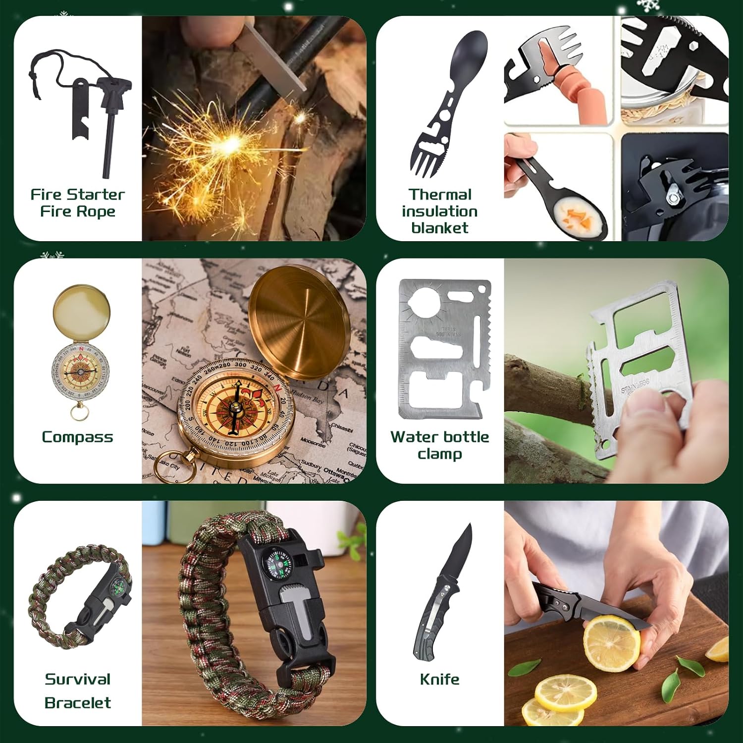 Survival Kit Advent Calendar - 24 Days Christmas Countdown Calendar Emergency Survival Gears Gift for Men Teen Adult