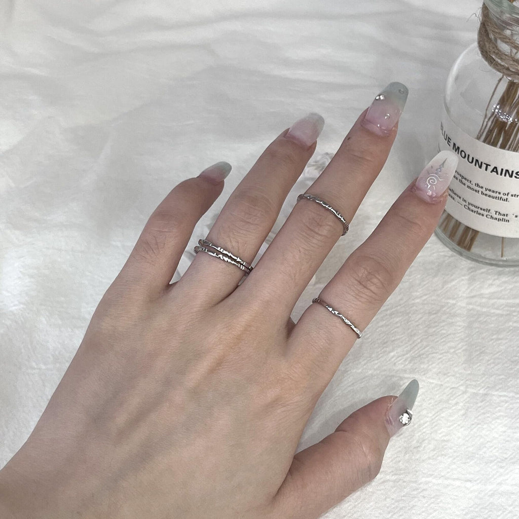 Kakikaki Sterling Silver Hammered Textured Thin Knuckle Midi Stacking Rings