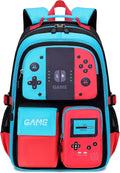 Boys Backpack Kids Elementary Bookbag Teen School Bag Game 18in Bag (1Blue)