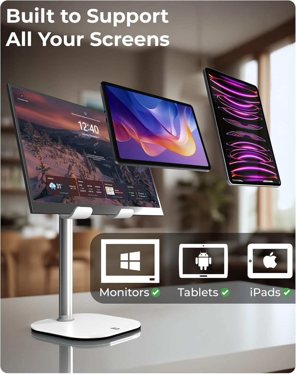 TabHolder Tablet Holder, iPad Stand for Desk, Portable Monitor Stand