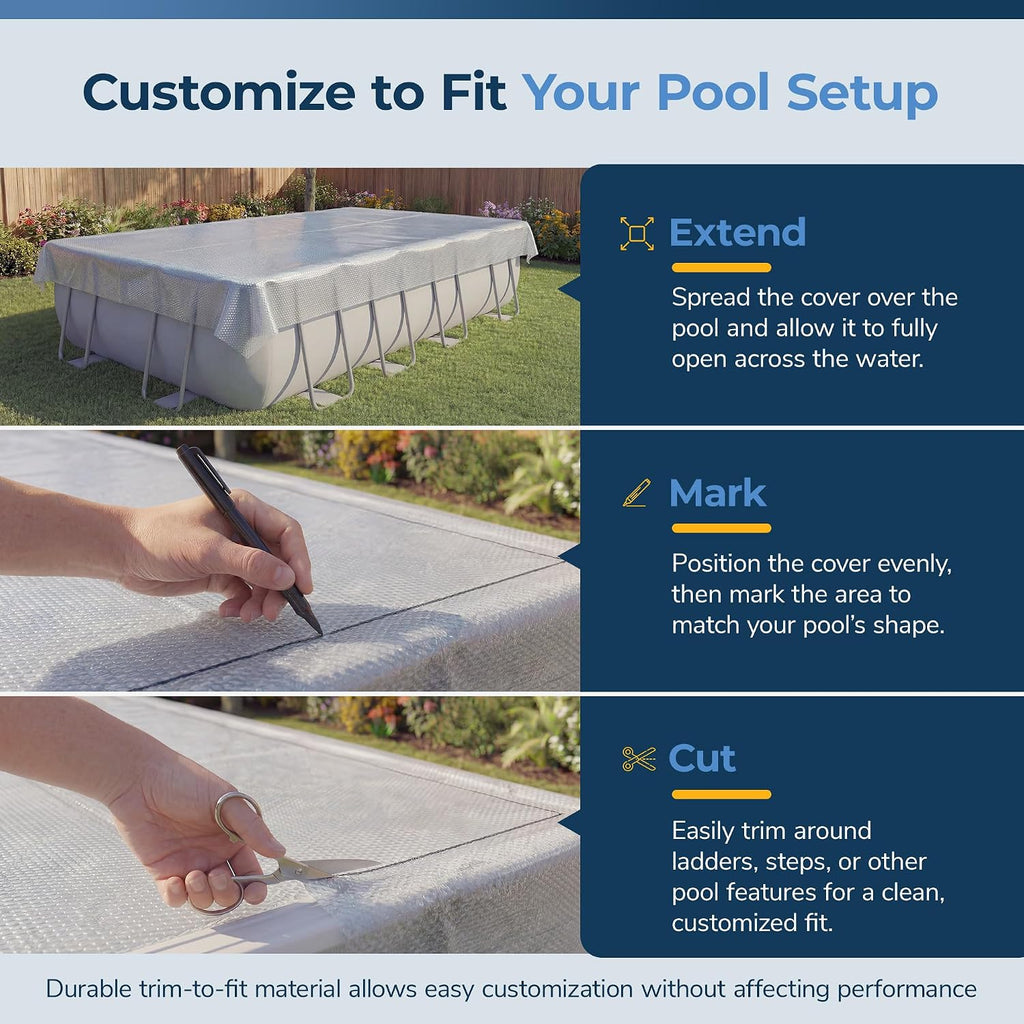 16x32-ft Rectangle Solar Pool Cover 12-Mil Clear – Solar Cover for Above Ground Pool & Inground Pool, Thermal Bubble