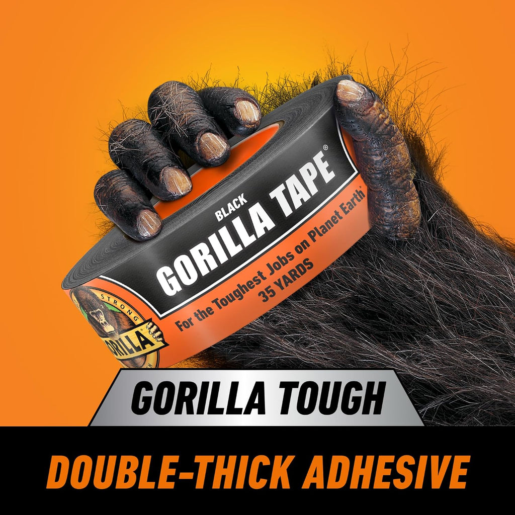 Heavy Duty Duct Tape, Weatherproof, Black, 1.88" x 35 yd, 2-Pack