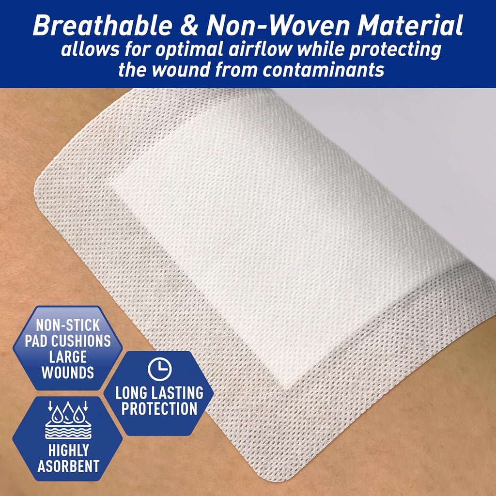 Adhesive Gauze Pads 6x6, 25 Sterile Individually Packed Nonstick Breathable Bandages for Wounds, Highly Absorbent