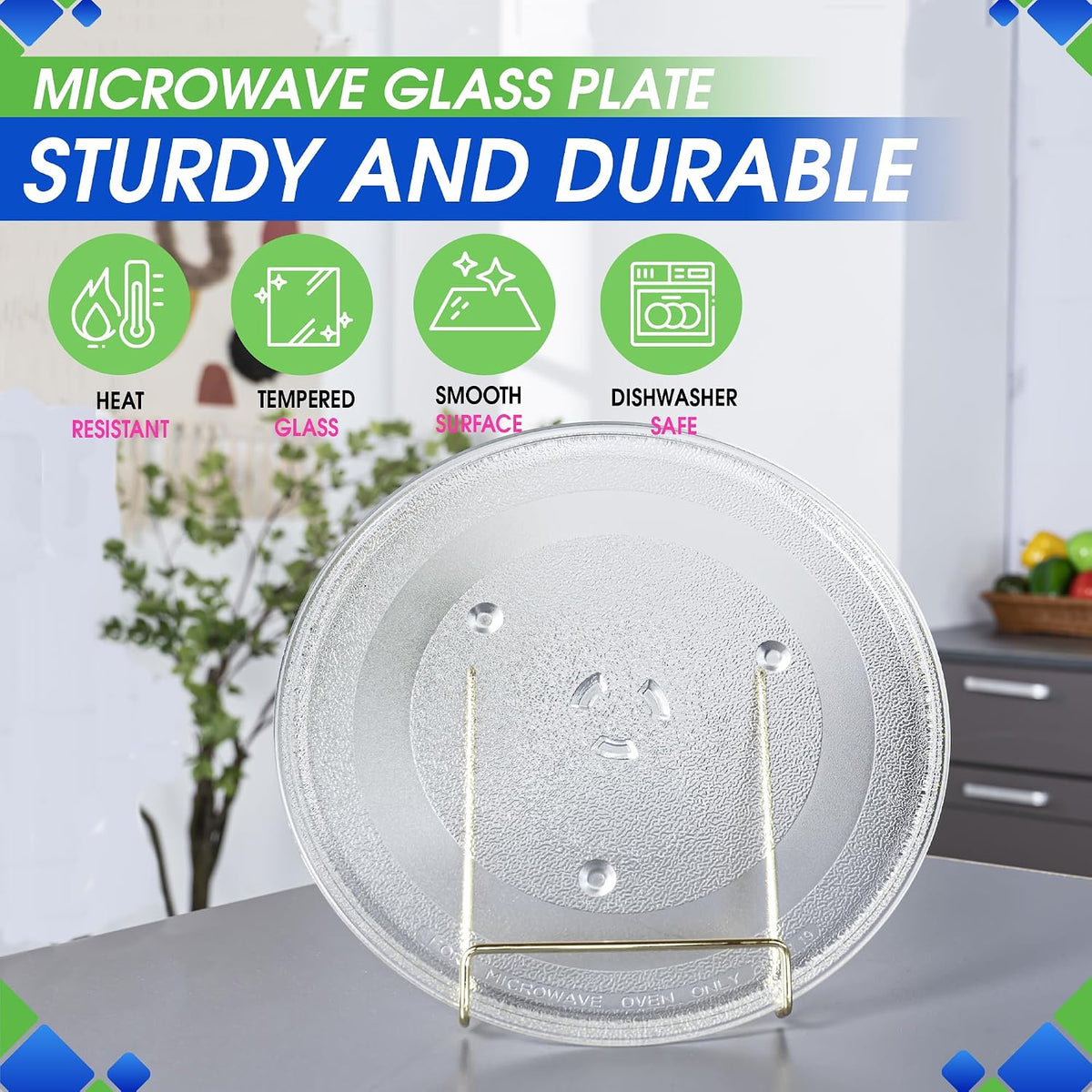 Microwave Plate Replacement 11.5” WB49X10224 Compatible with GE Microwave Glass Plate - Exactly Replaces Rotating Glass Turntable Tray - Oven Spinning Dish Tray for Better Reheating and Cooking