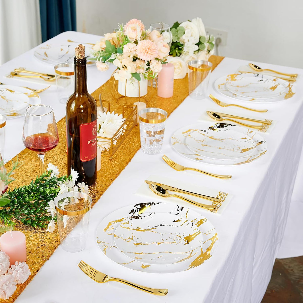 180PCS Disposable Dinnerware Set 30 Guest 60 Plastic Plates