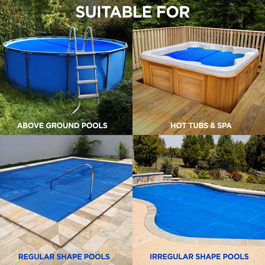 16' x 36' Rectangular Solar Cover for Inground and Above Ground Pools, 12 Mil - Premium Heavy Duty Solar Blanket for