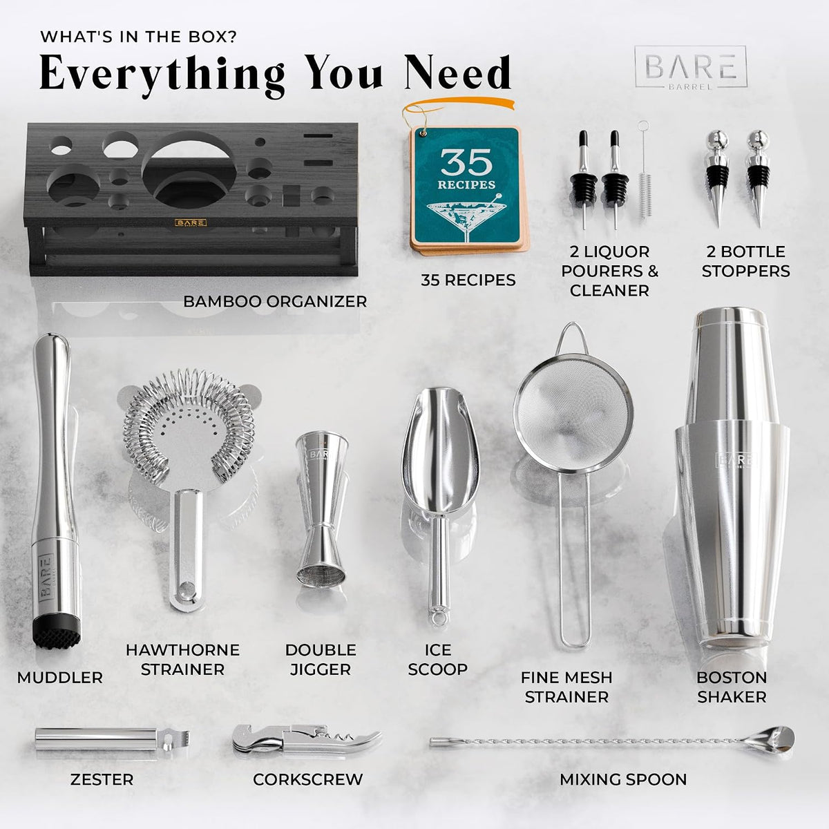Mixology Bartender Kit Bar Set | 16-Piece Cocktail Shaker Set | Martini Barware Mixing Tools for Home Bartending |