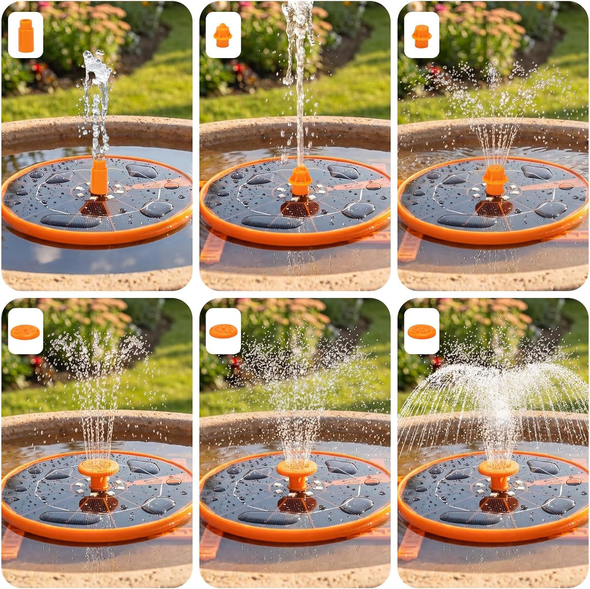 Solar-powered fountain, floating solar fountain pump, suitable for bird baths, gardens, ponds, swimming pools, and