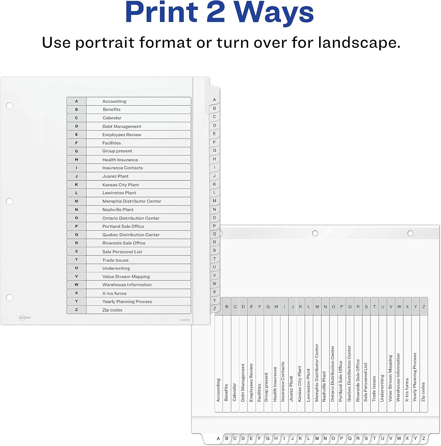 Extra-Wide Dividers for 3 Ring Binders, 26 Tabs per Set, Customizable Table of Contents, Multicolor Tabs, Works Great