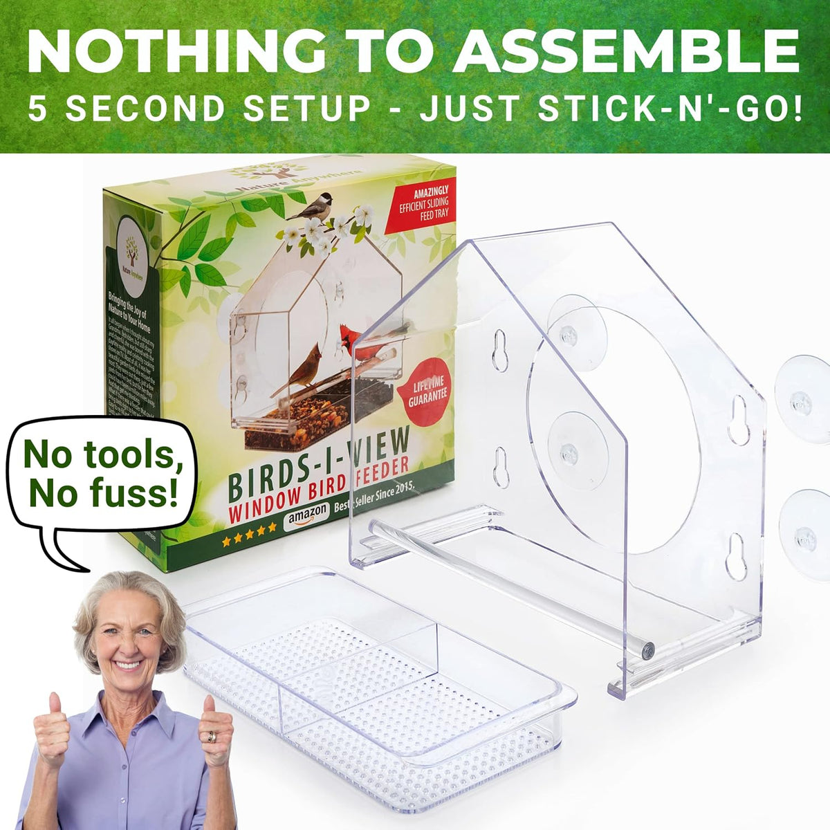 Window Bird Feeder with Strong Suction Cups, Bird Feeders for Outdoors