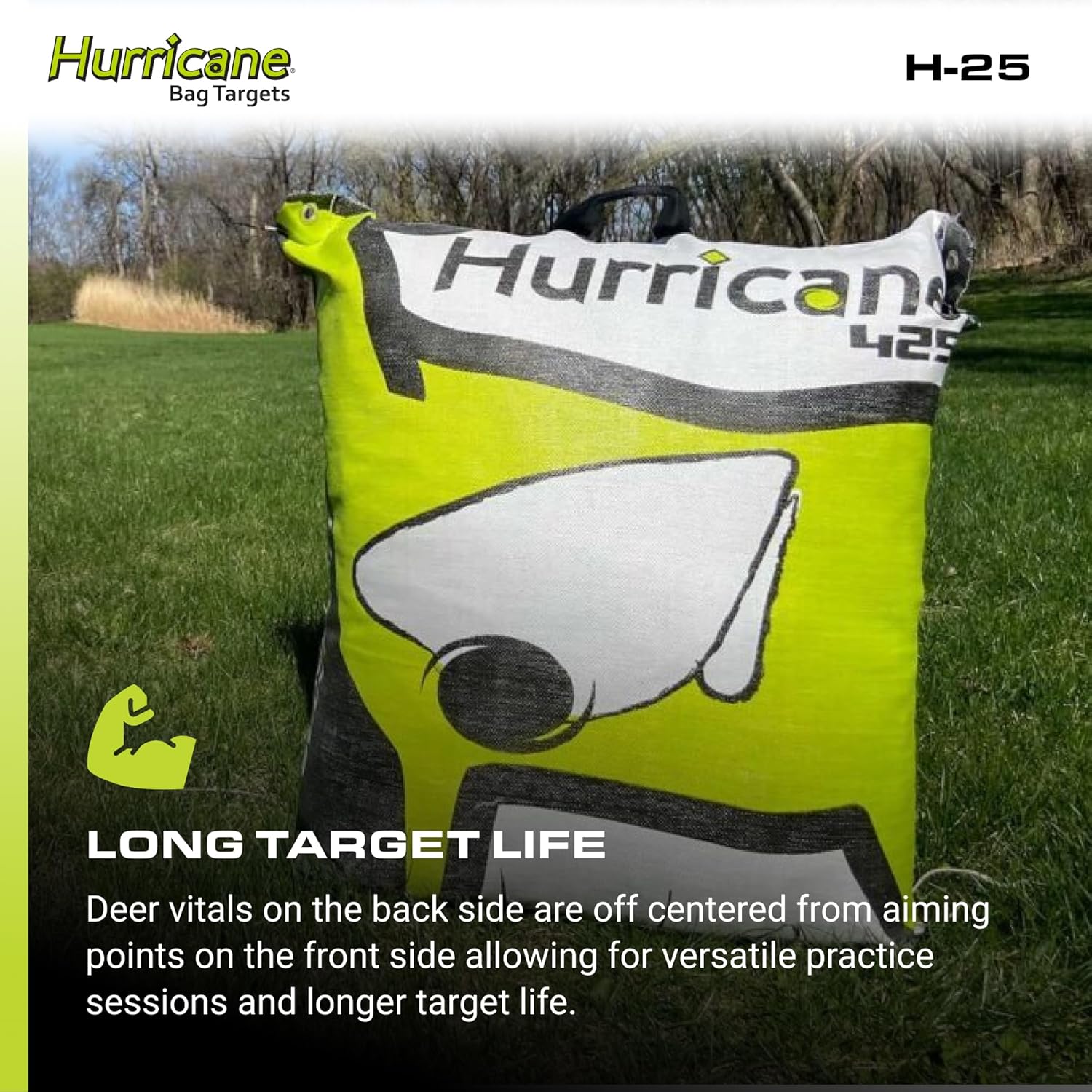 2-Sided High-Velocity Archery Bag Target, High-Visibility Aiming Points, Off-Center Deer Vitals on Back, Heavy-Duty