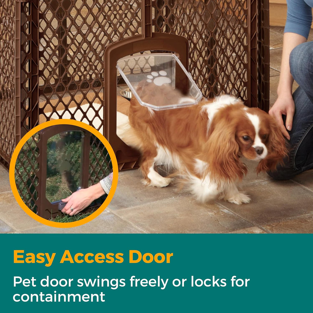 North States Petyard Passage: 4-Panel Folding Dog Playpen Indoor or Outdoor. 7 sq. ft. Puppy Playpen, Lockable Pet