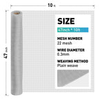 304 Stainless Steel Mesh Window Screen Roll,47IN x 10FT