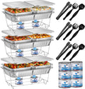 Disposable Chafing Dish Buffet Set, Food Warmers for Parties, Complete 33 Pcs of Chafing Servers with Covers