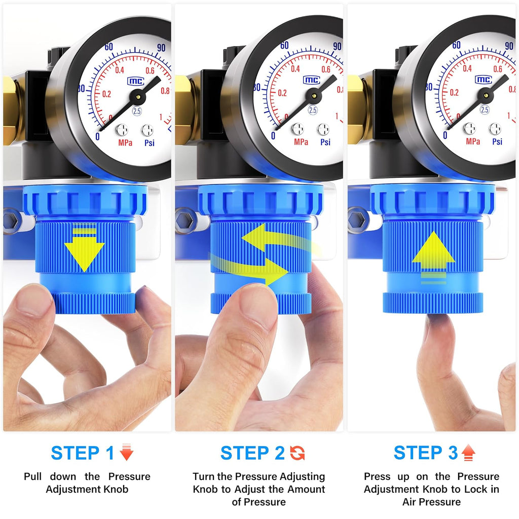 TAILONZ 1/4"NPT Pneumatic Pressure Regulator AR2000,Blue