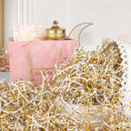 8.5oz Crinkle Paper Filler for Gift Baskets Gift Boxes(White&Gold)