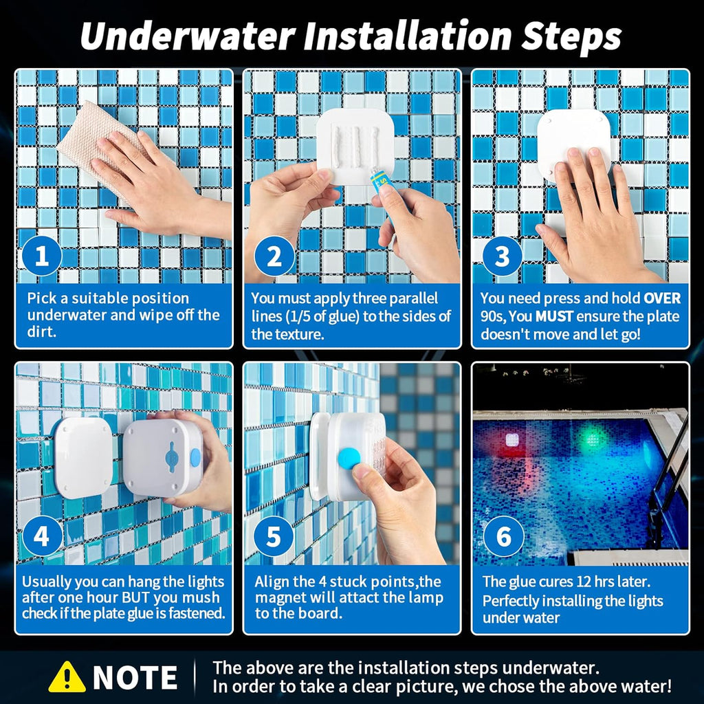 Rechargeable Submersible Pool Lights with Remote, Waterproof Underwater Charging Battery Operated Controlled 16 Color