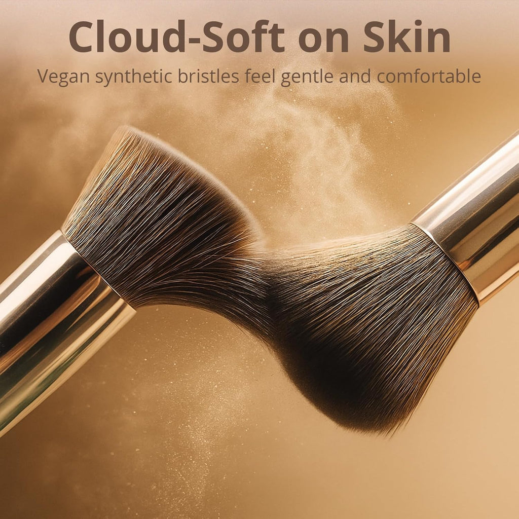 12pcs Vegan Makeup Brush Set Soft high-density Taklon fibers,durable birch handles,zero shedding,easy to