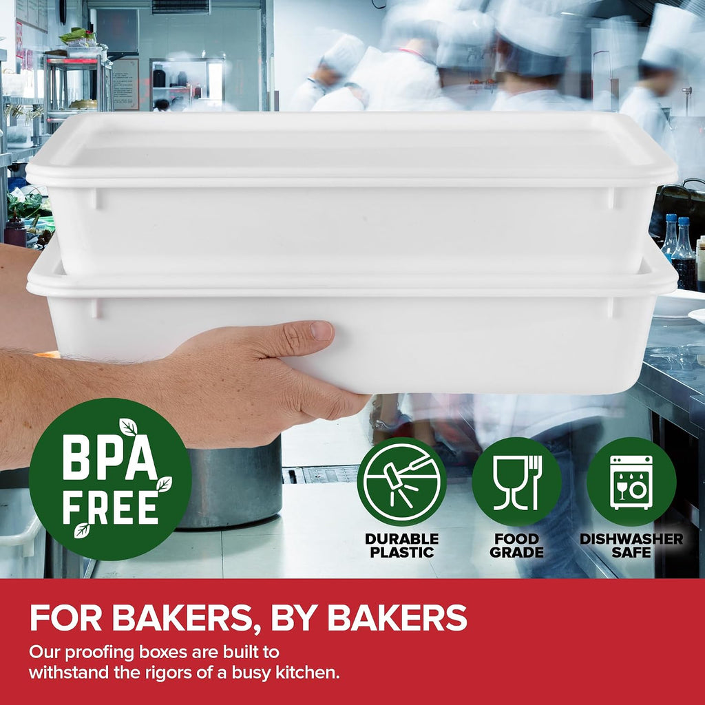 Dough Proofing Container with Lid (2 Pack) Homemade Bread and Pizza Dough Storage Box for Proofing