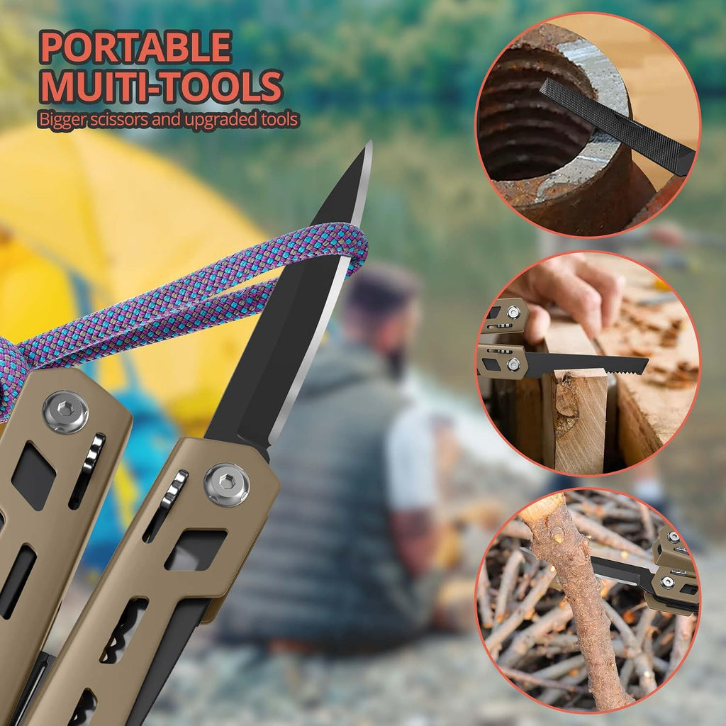Multitool 17-in-1 Stainless Steel Multi Tool with Pocket Knife Needle Nose Pliers Bottle Opener Screwdriver