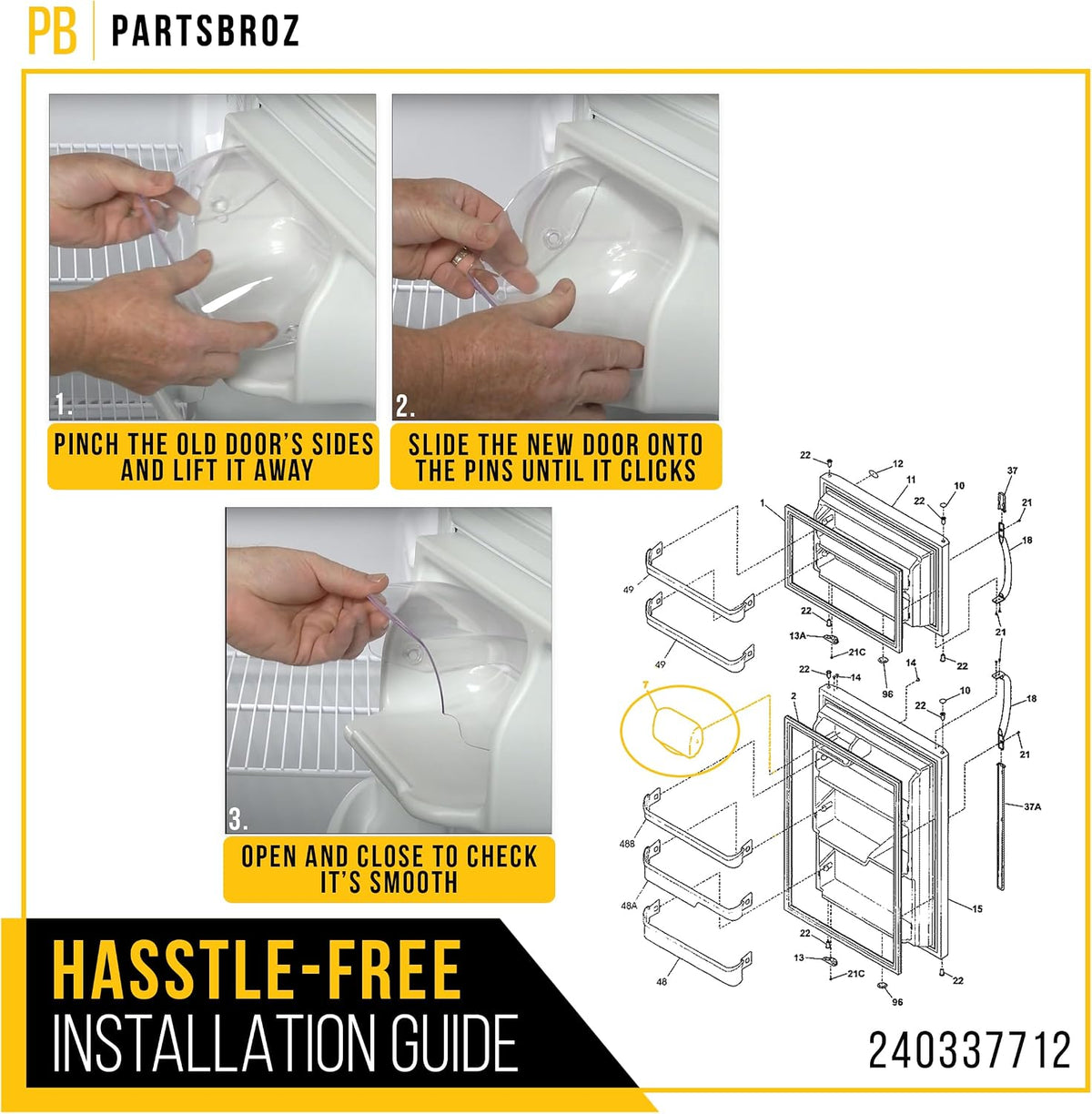 Refrigerator Dairy Door Cover for Frigidaire FFTR2021TW2