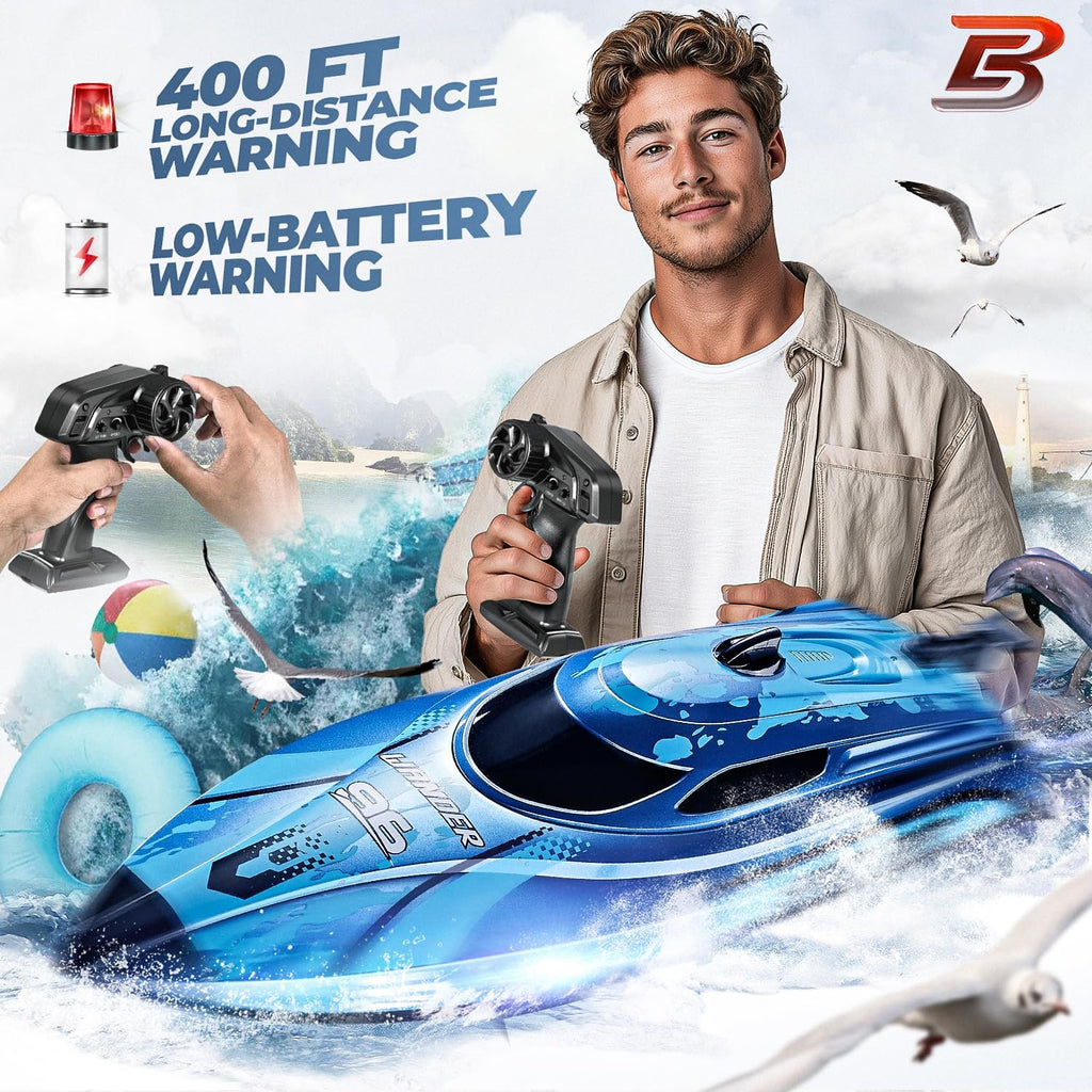 RC Boat TX126-12 Inch Remote Control Boat for Lakes and Pools | 25 KPH High Speed; Waterproof Design; 700mAh