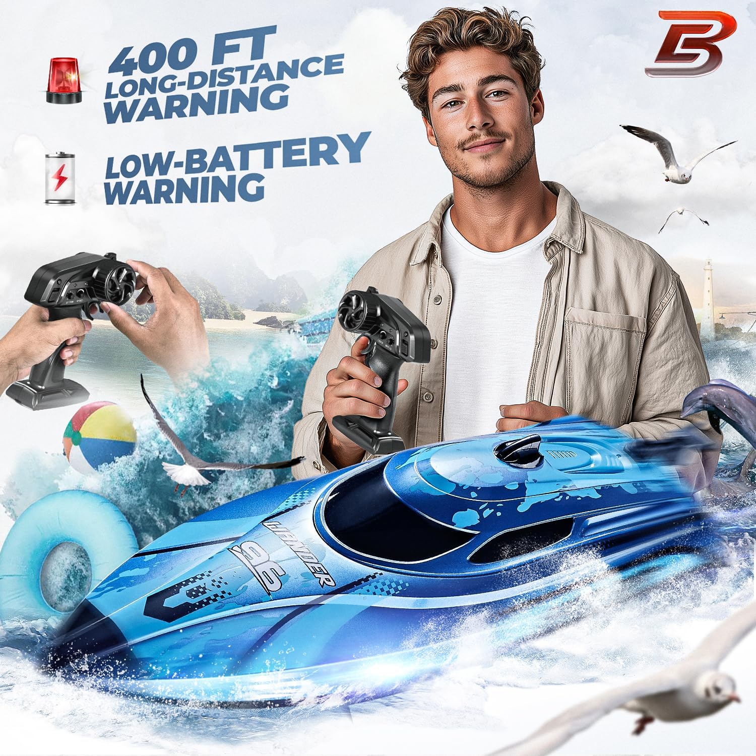 RC Boat TX126-12 Inch Remote Control Boat for Lakes and Pools | 25 KPH High Speed; Waterproof Design; 700mAh