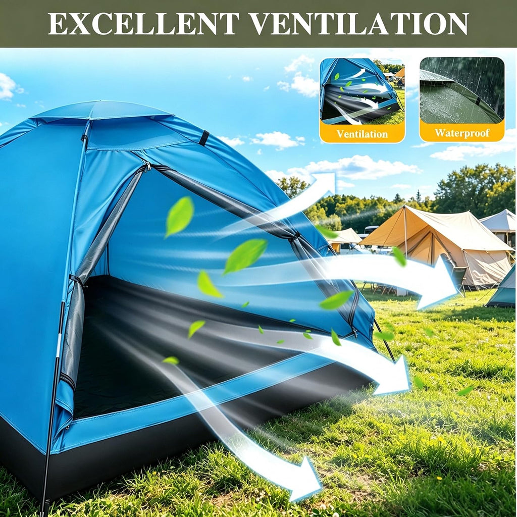 1-2 Person Camping Tent, Easy Manual Setup Dome Tent, Waterproof Windproof Lightweight Backpacking Tent with