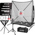6'x6' Baseball Softball Practice Net, Batting Tee & Ball Caddy | Baseball Pitching Hitting Net with Strike Zone