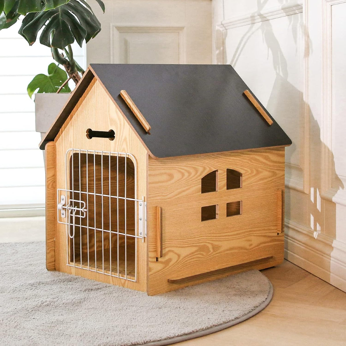 RYpetmia Indoor Dog House for Small Dogs & Cats, Wooden Pet House