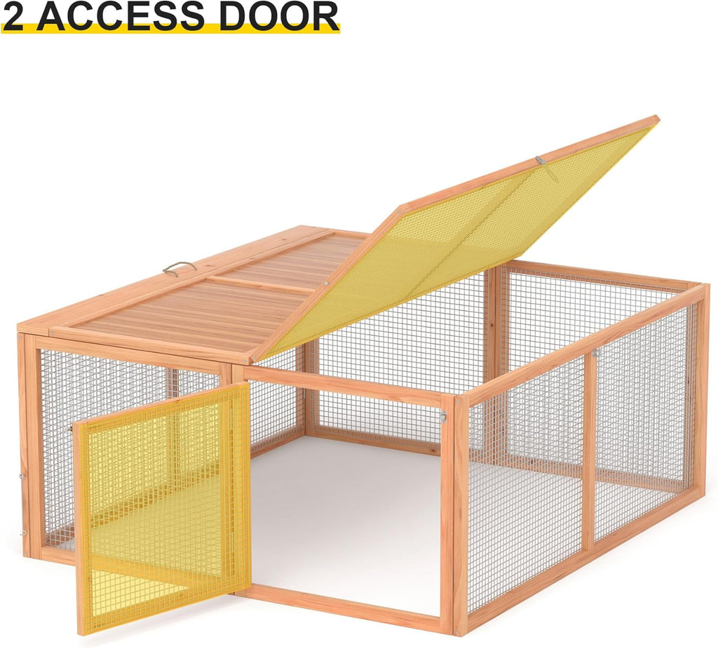 Chicken Coop, Folding Rabbit Hutch w/Handle Wooden Chicken Cage Pens w/Top & Sidewall Opening Doors Portable Small