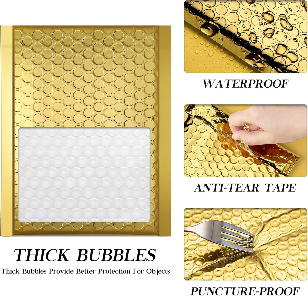 Gold Bubble Mailers 6x10 "50 Pack Durable Metallic Bubble Envelopes