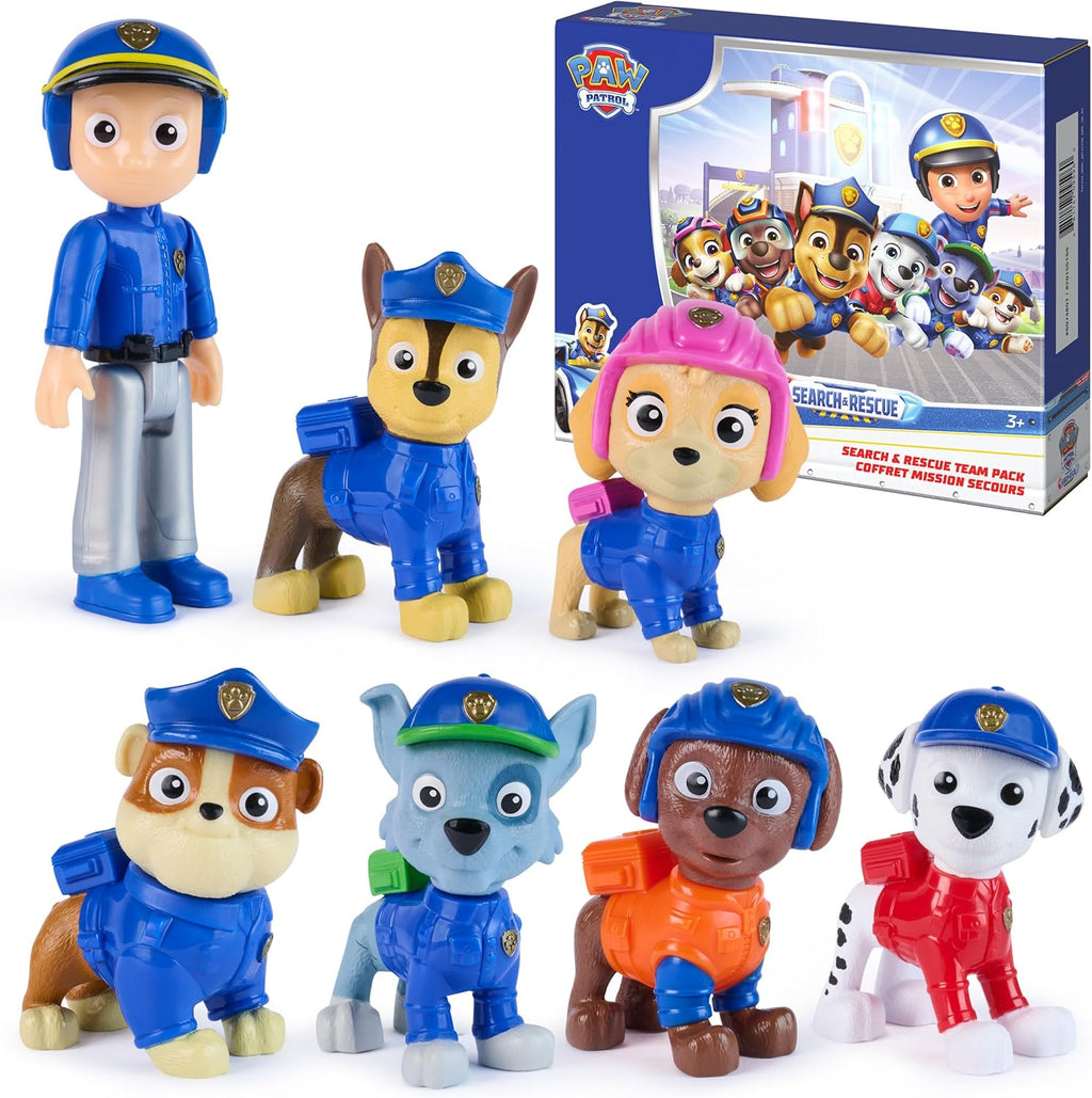 Paw Patrol Search & Rescue Team Pack with 7 Collectible Action Figures, Including Ryder & 6 Pups, Kids Toys for Boys