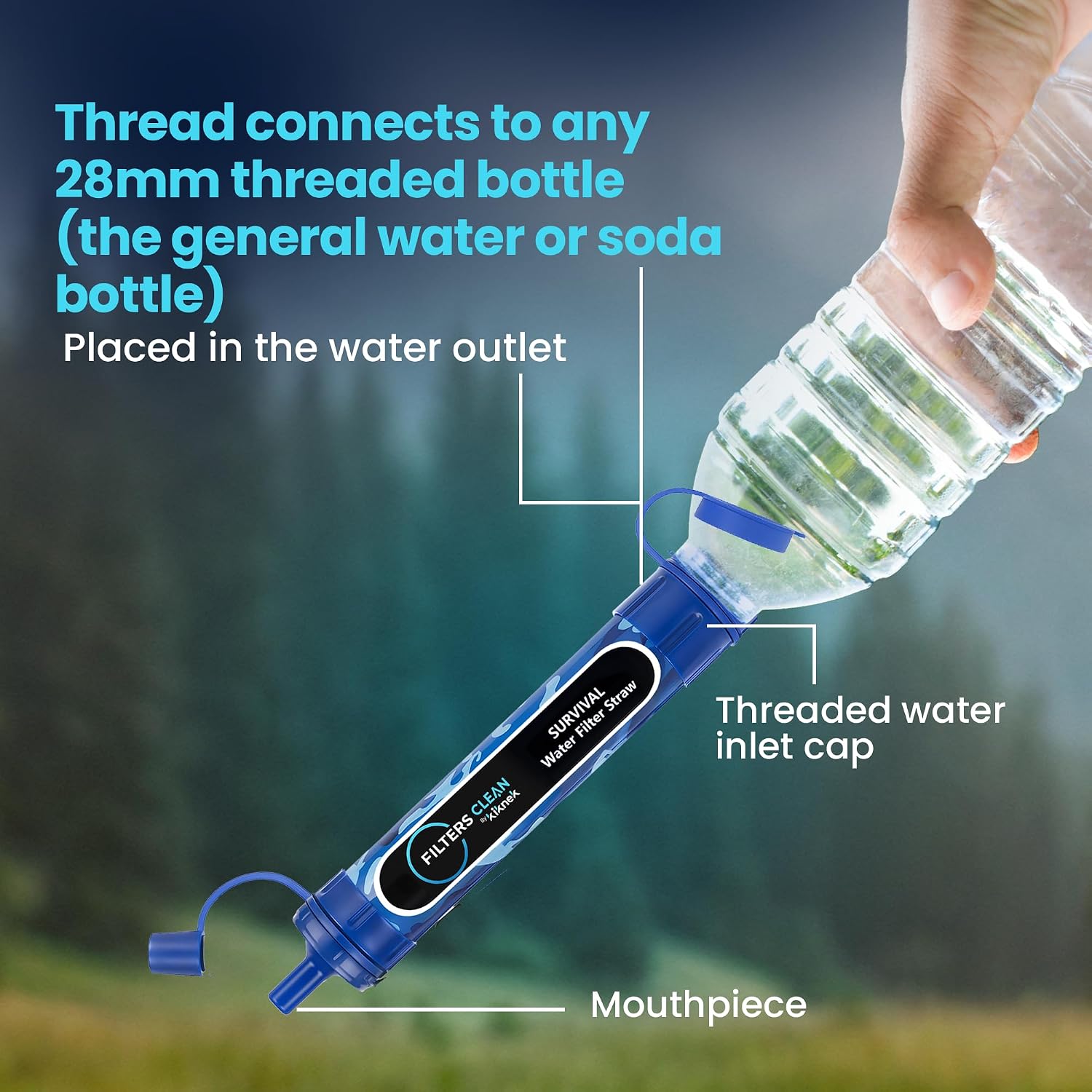Filters-Clean Survival Water Filter Straw – 0.1 Micron Portable Personal Water Filter, 4,000L (1,056 Gallon) Capacity