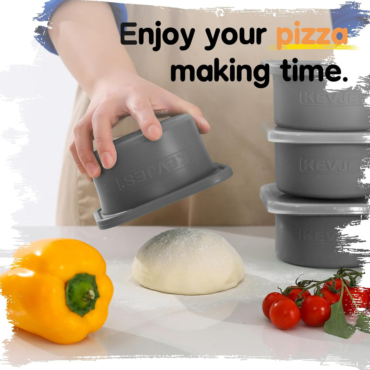 PLUS 1000ml Pizza Dough Proofing Containers, 2-Pack, Space Grey