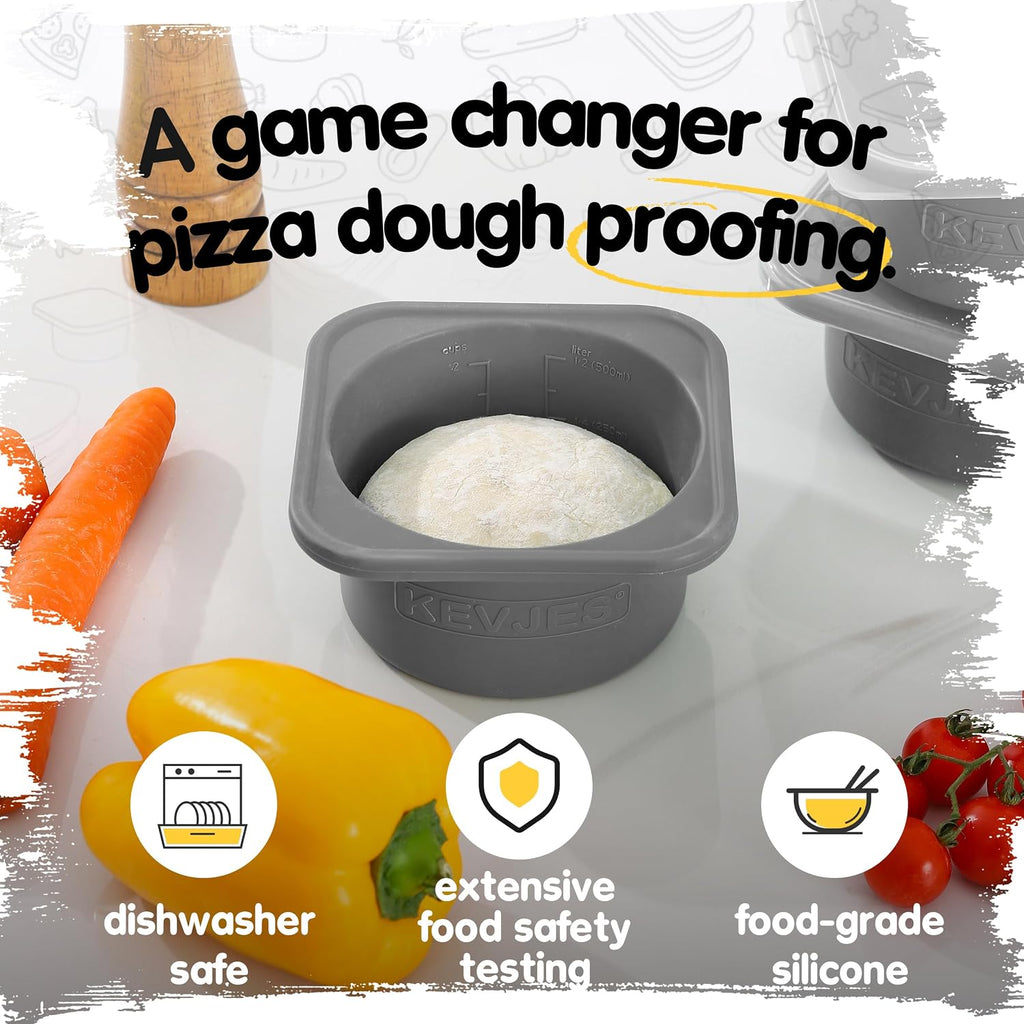 PLUS 1000ml Pizza Dough Proofing Containers, 2-Pack, Space Grey